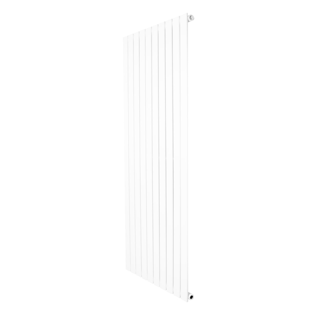 Sleek white flat single column radiator, measuring 1600 x 700mm, featuring vertical lines and a smooth, modern finish