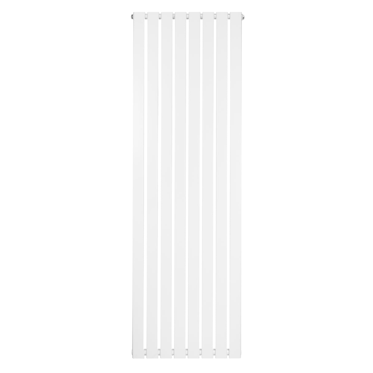 Sleek white flat single column radiator measuring 1800 x 560mm, featuring vertical slats and a smooth, modern finish