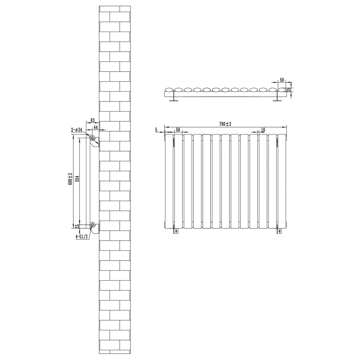 Anthracite grey oval single column radiator, 600 x 780mm, featuring a sleek design with smooth surfaces and rounded edges, ideal for modern interiors
