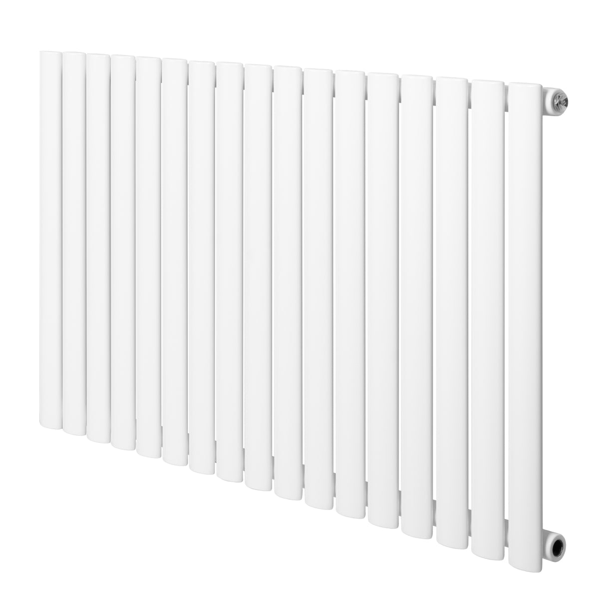 Sleek white oval single column radiator with vertical bars, measuring 600 x 1020mm, ideal for modern heating solutions