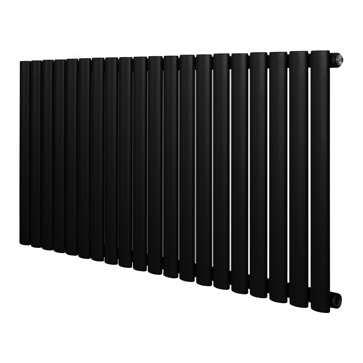 Sleek black oval single column radiator, 600 x 1200mm, featuring smooth, matte finish and modern design, ideal for stylish heating solutions