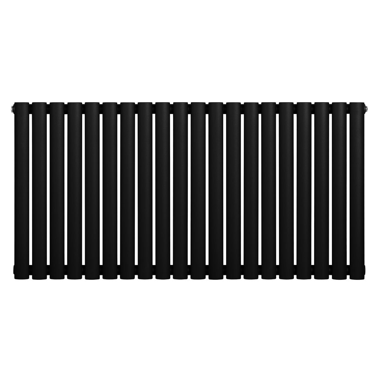 Sleek black oval single column radiator, 600 x 1200mm, featuring a smooth, matte finish and elongated vertical tubes for efficient heating
