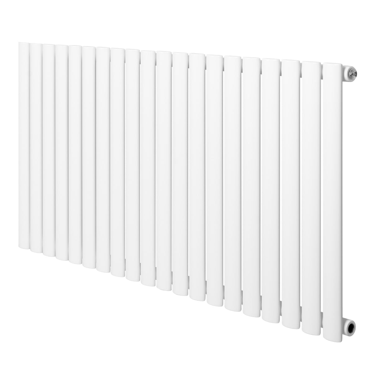 Sleek white oval single column radiator, 600 x 1200mm, featuring smooth, glossy finish and elongated vertical panels for modern decor