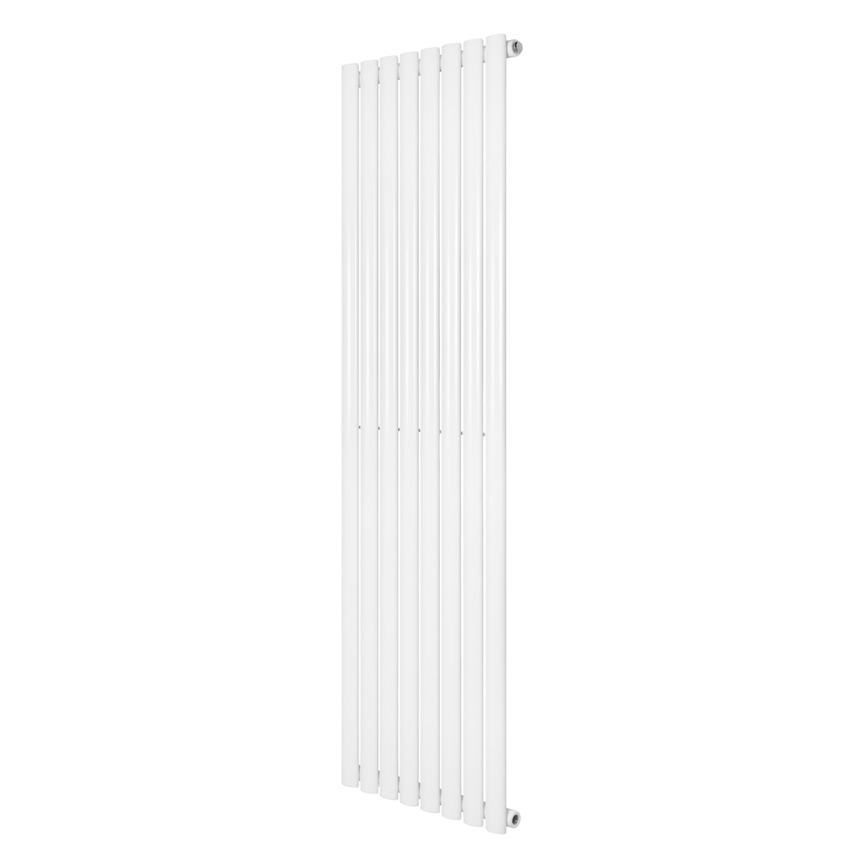 Sleek white oval single column radiator, 1600 x 480mm, featuring a smooth finish and vertical design for modern interiors