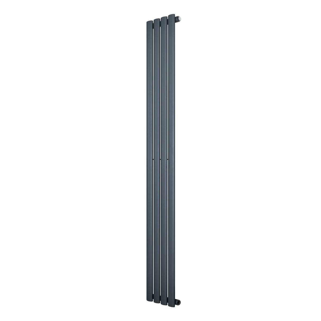 Sleek anthracite grey oval single column radiator, 1800 x 240mm, featuring a modern design with smooth, vertical lines and a matte finish