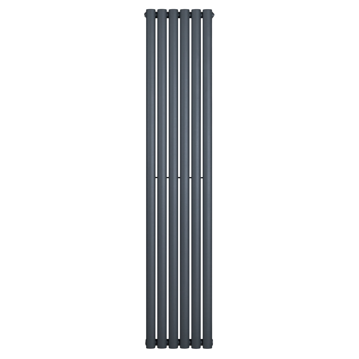 Sleek anthracite grey oval single column radiator, 1800 x 360mm, featuring a smooth finish and modern vertical design for efficient heating
