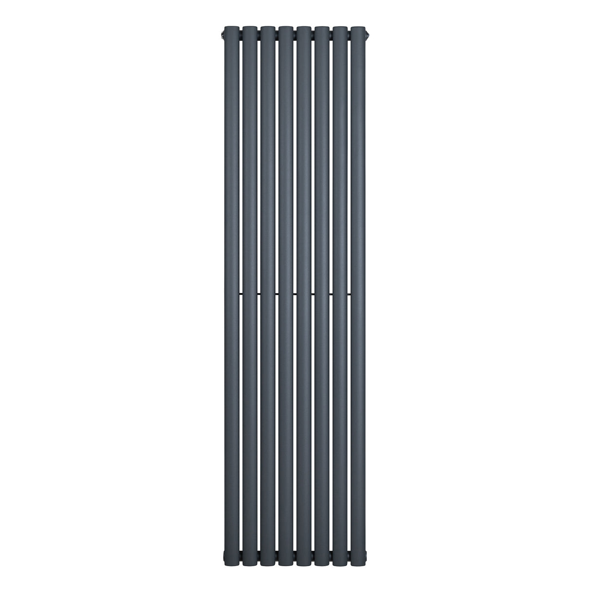 Sleek anthracite grey oval single column radiator, 1800 x 480mm, featuring a modern vertical design and smooth finish