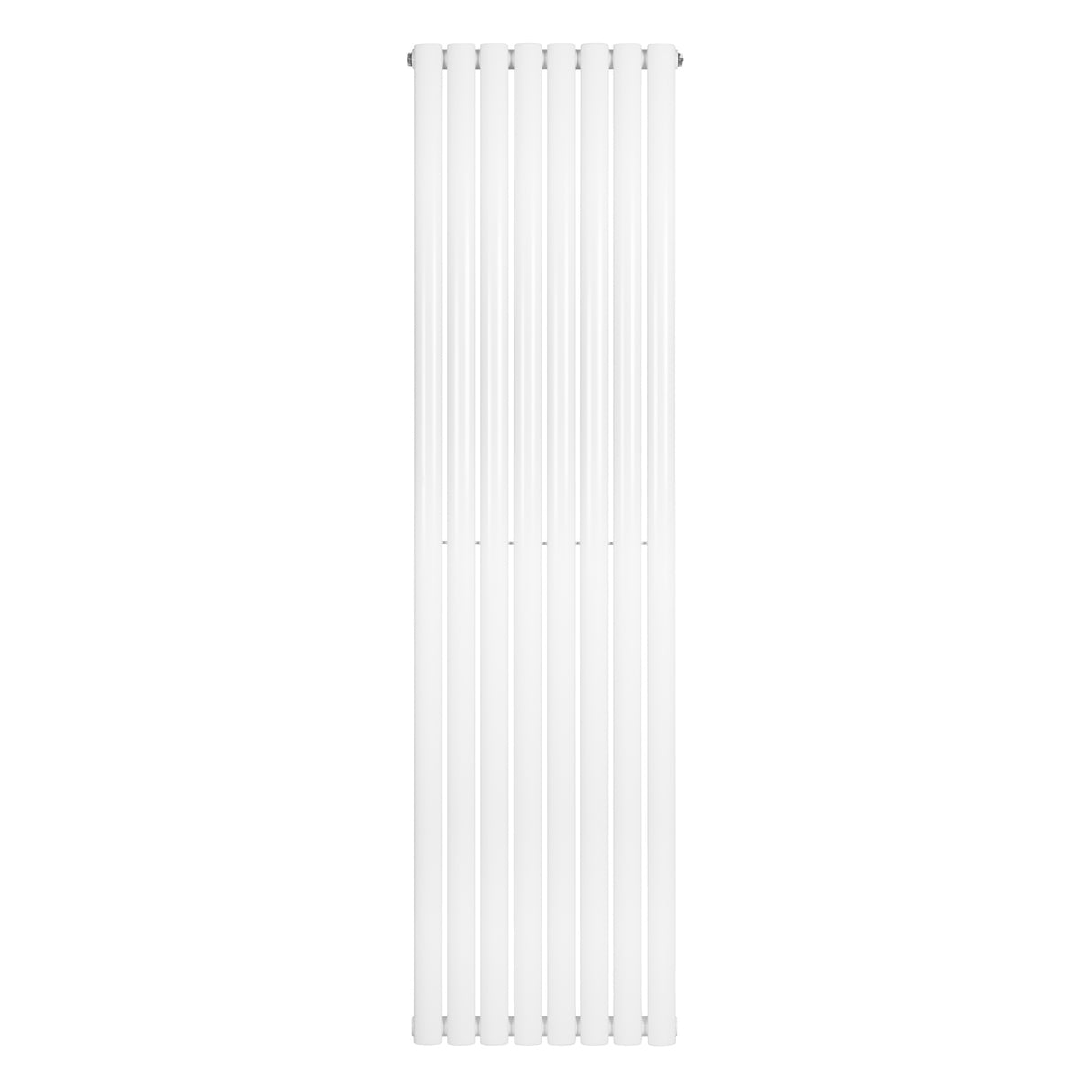 Sleek white oval single column radiator, measuring 1800 x 480mm, featuring smooth, vertical lines and a modern design for efficient heating