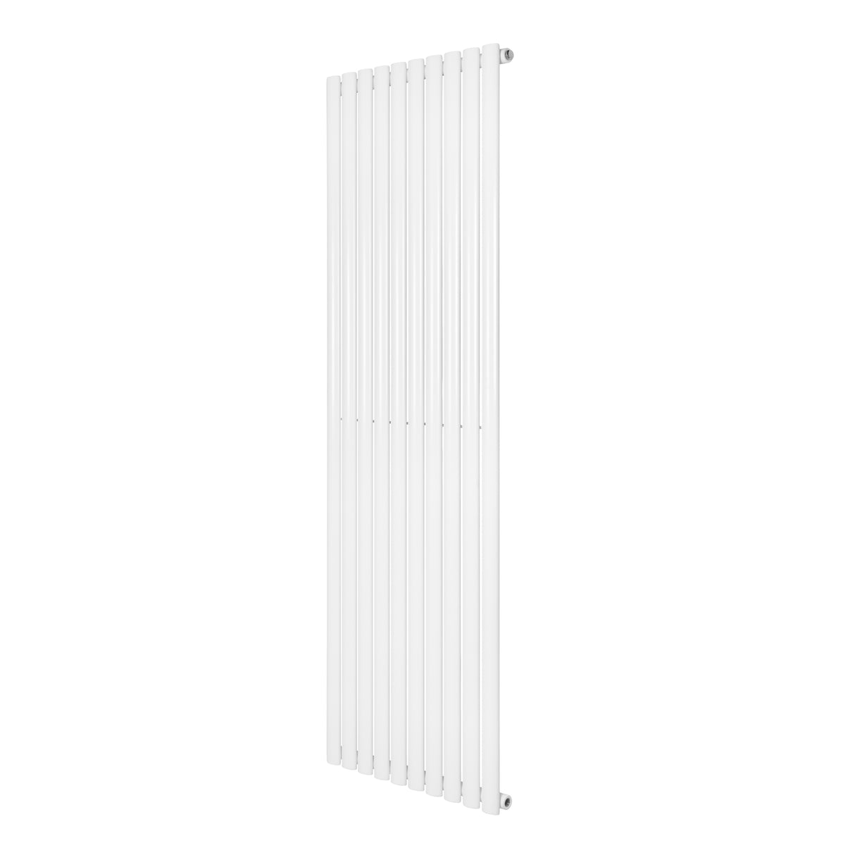 Sleek white oval single column radiator, 1800 x 600mm, featuring vertical bars for efficient heating and a modern design