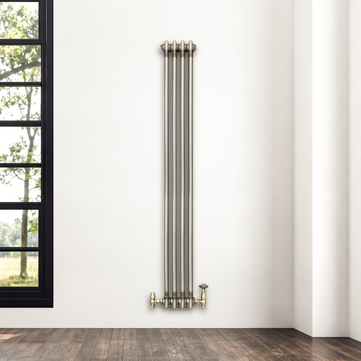 Traditional 2 Column Radiator - 1500 x 200mm - Raw Metal