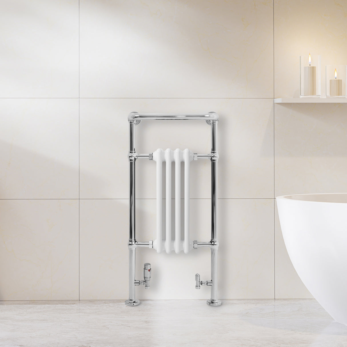 Traditional Heated Towel Rail Radiator – 950mm x 480mm – White