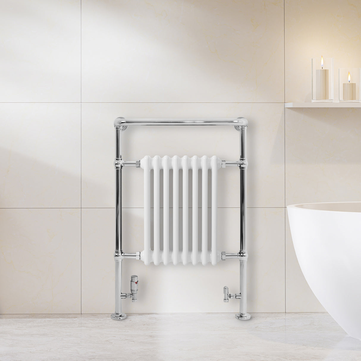 Traditional Heated Towel Rail Radiator – 950mm x 660mm – White