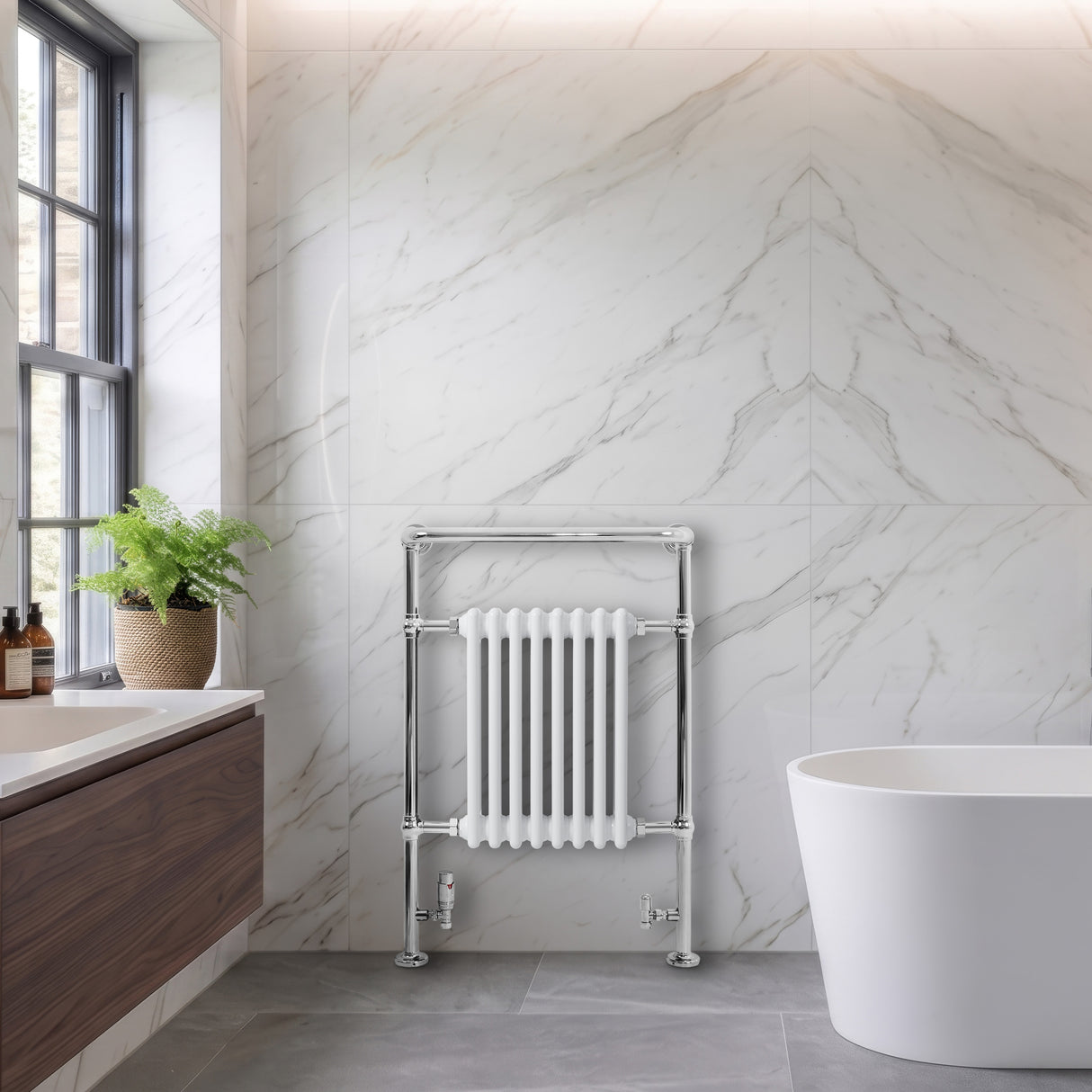 Traditional Heated Towel Rail Radiator – 950mm x 660mm – White
