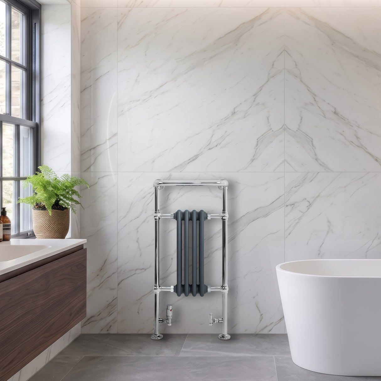 Traditional Heated Towel Rail Radiator – 950mm x 480mm – Anthracite Grey