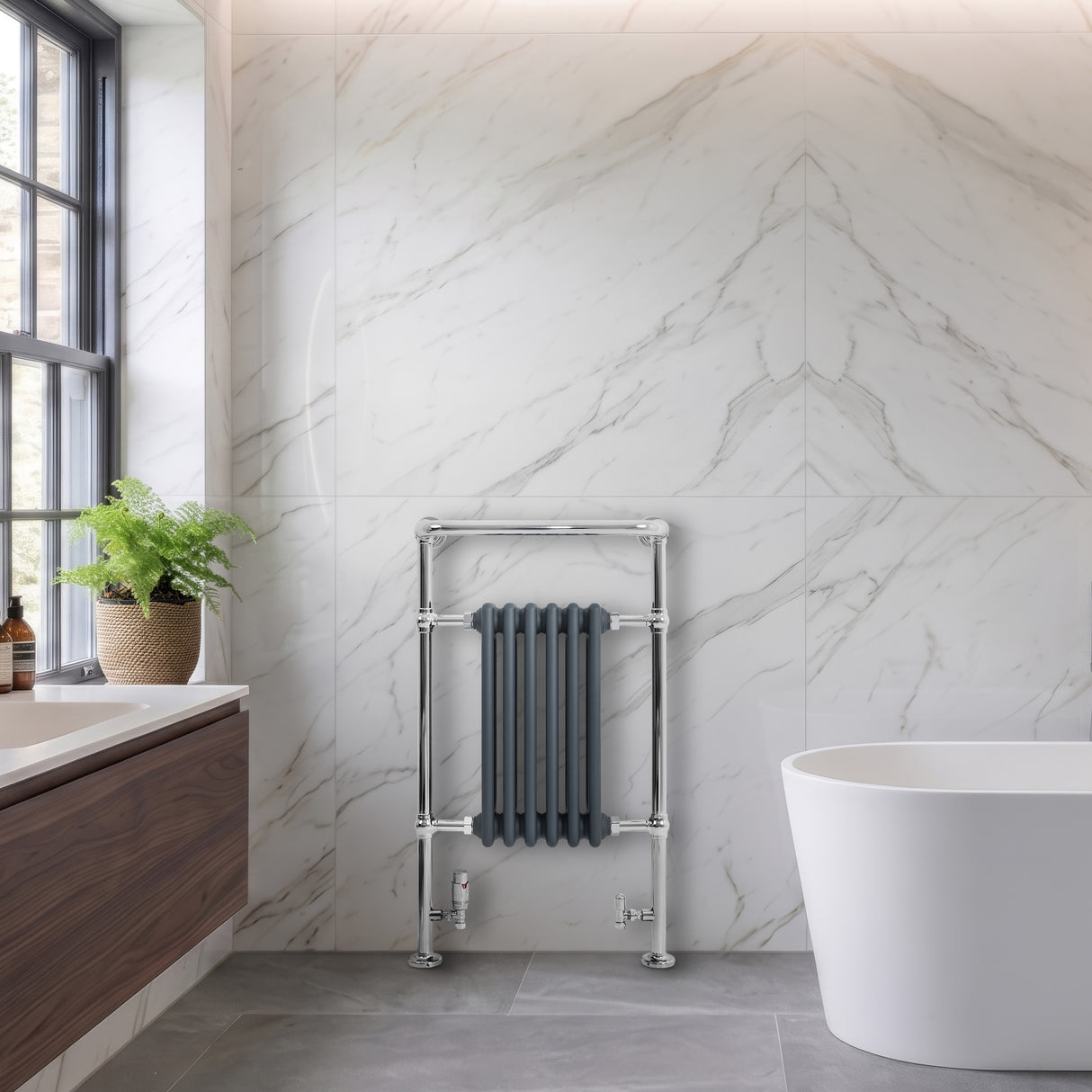Traditional Heated Towel Rail Radiator – 950mm x 570mm – Anthracite Grey