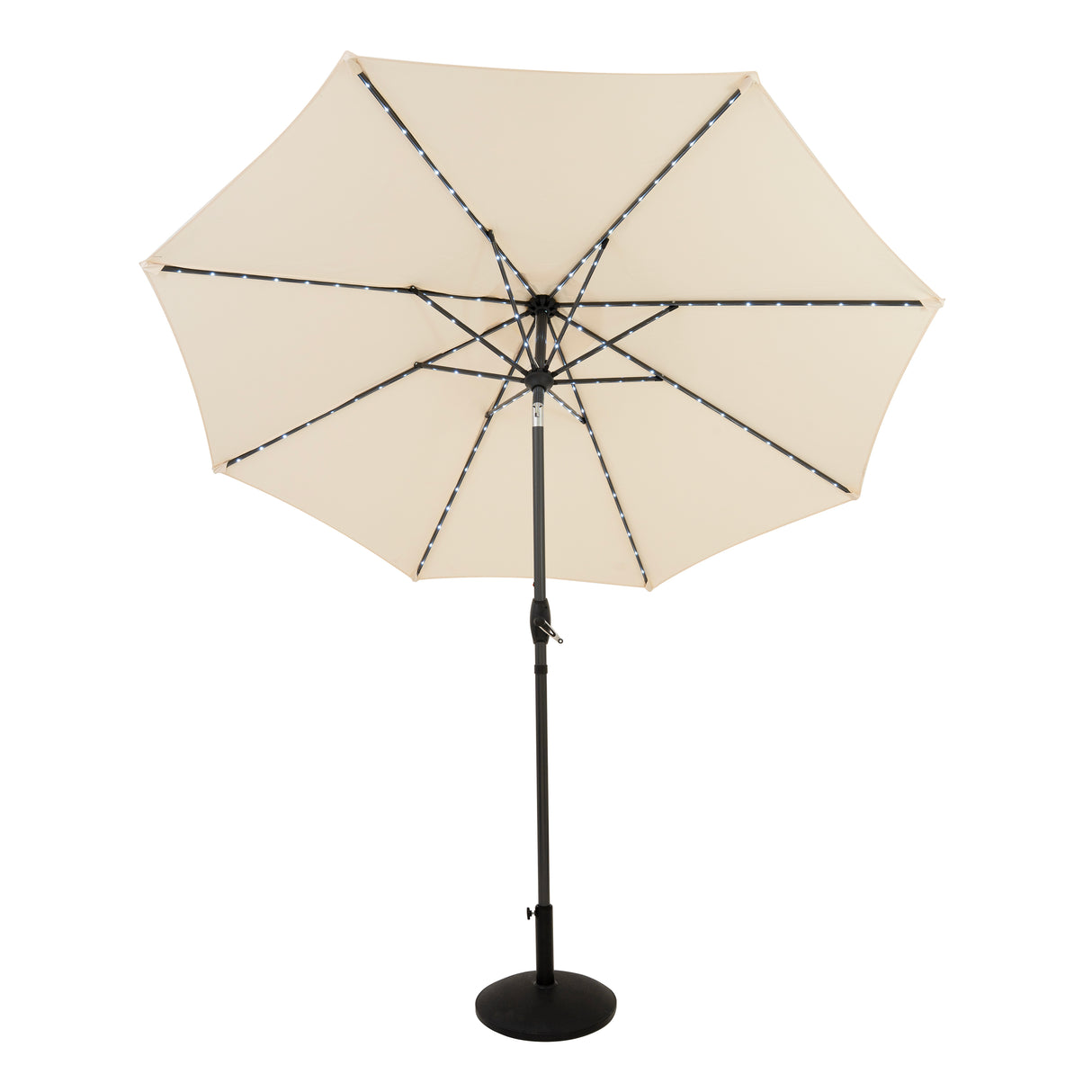 LED Tilt Parasol 2.7m With Tilt Base – Cream