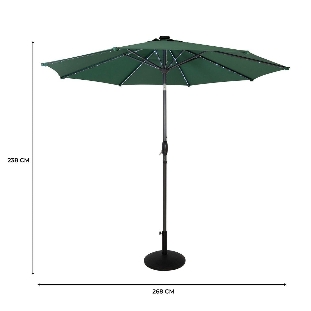 LED Tilt Parasol 2.7m With Tilt Base – Green