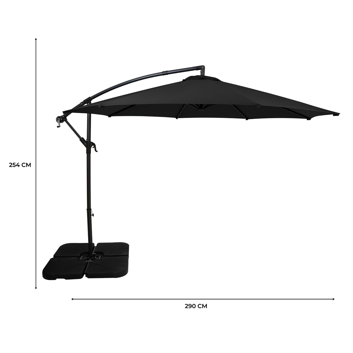 Cantilever Parasol 3m With Square Base – Black