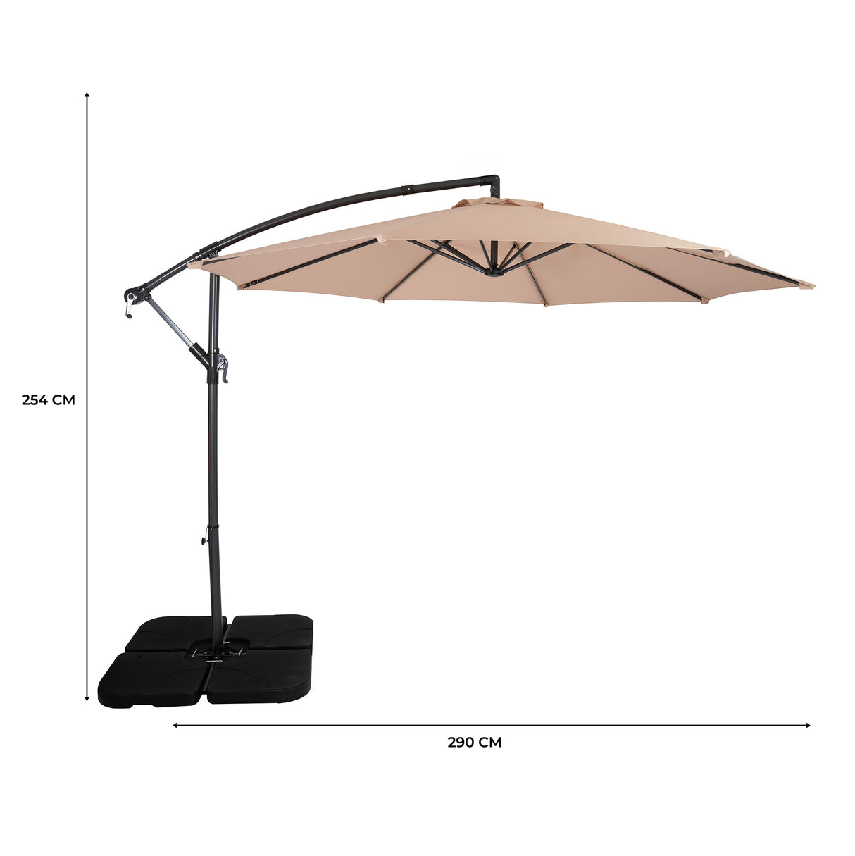 Cantilever Parasol 3m With Square Base – Beige