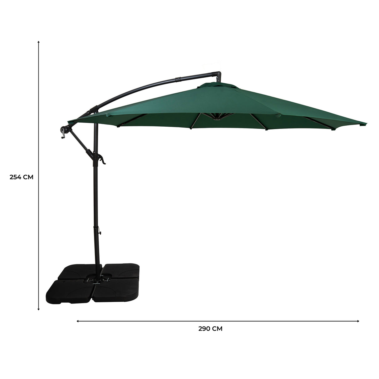 Cantilever Parasol 3m With Square Base – Green
