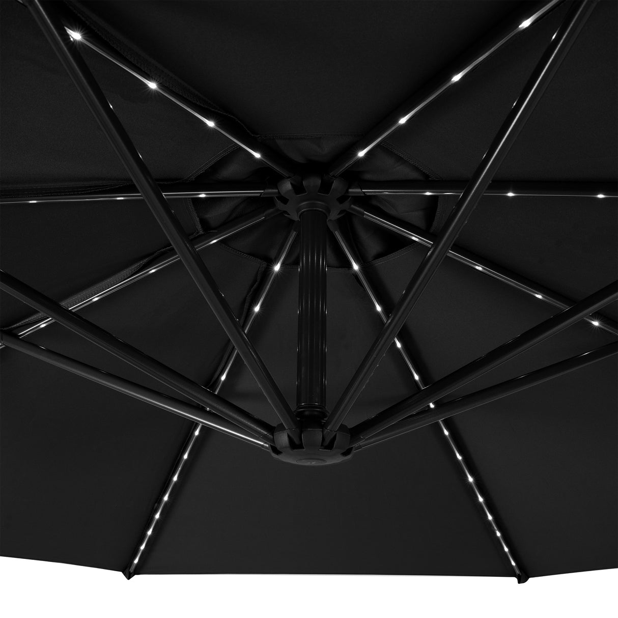 LED Cantilever Parasol 3m With Square Base – Black