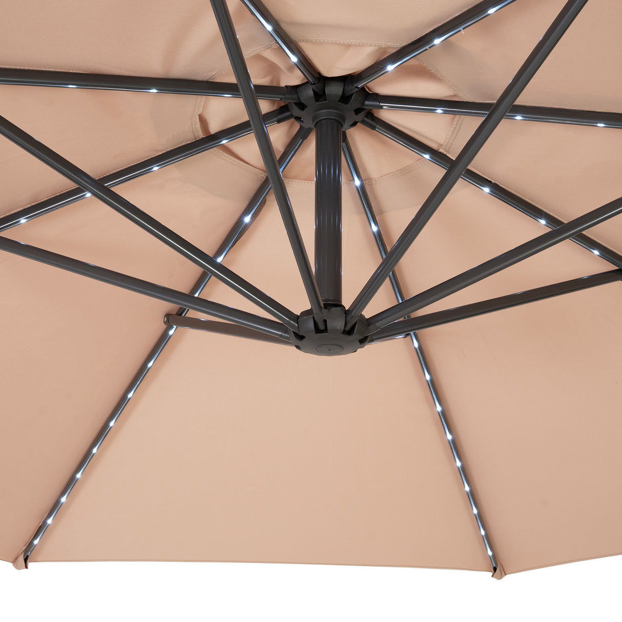 LED Cantilever Parasol 3m With Square Base – Beige