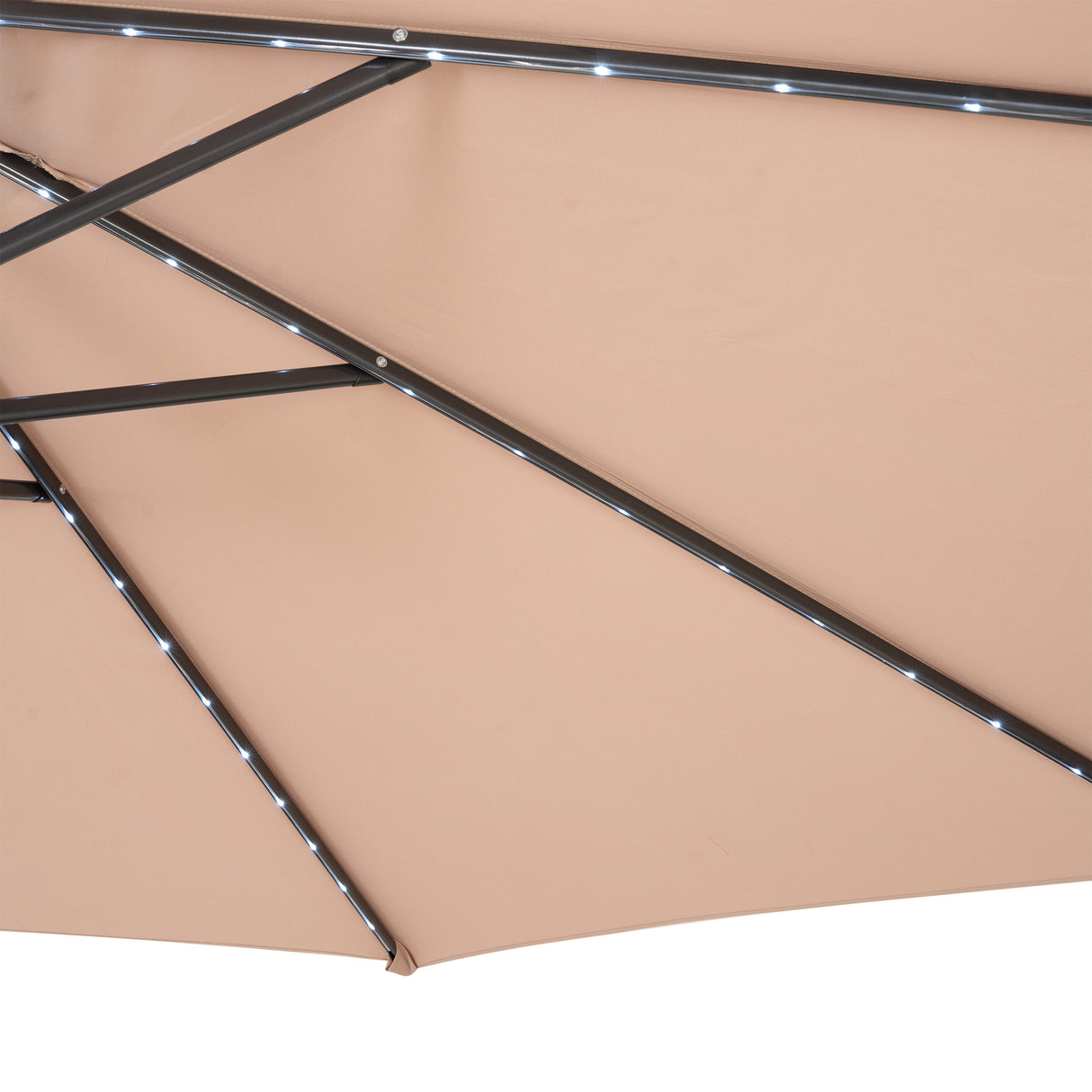 LED Cantilever Parasol 3m With Square Base – Beige