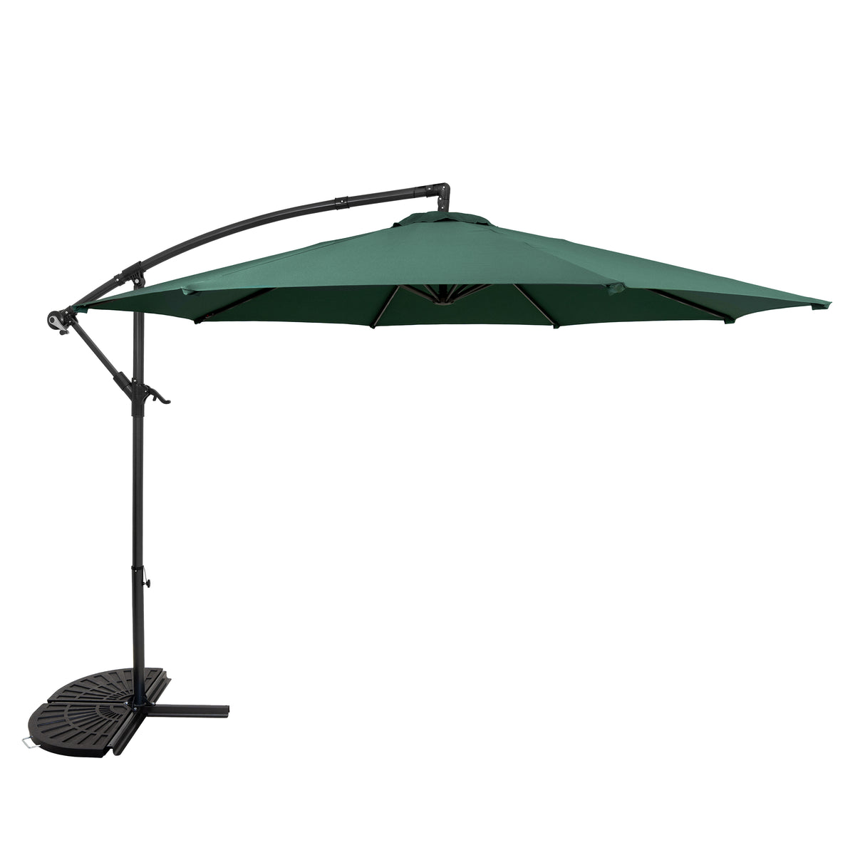 Cantilever Parasol 3m With Half Fan Base – Green