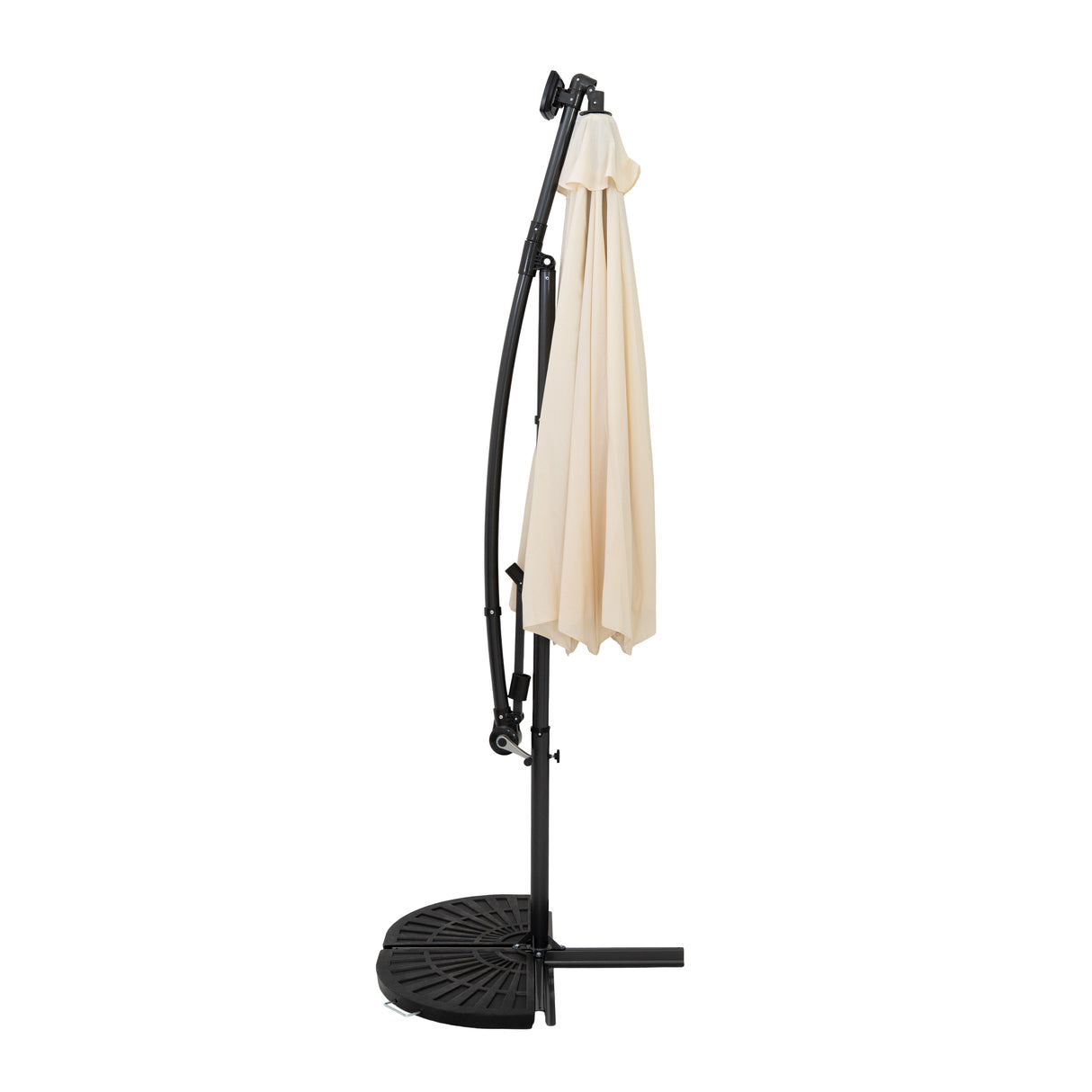 LED Cantilever Parasol 3m With Half Fan Base – Cream