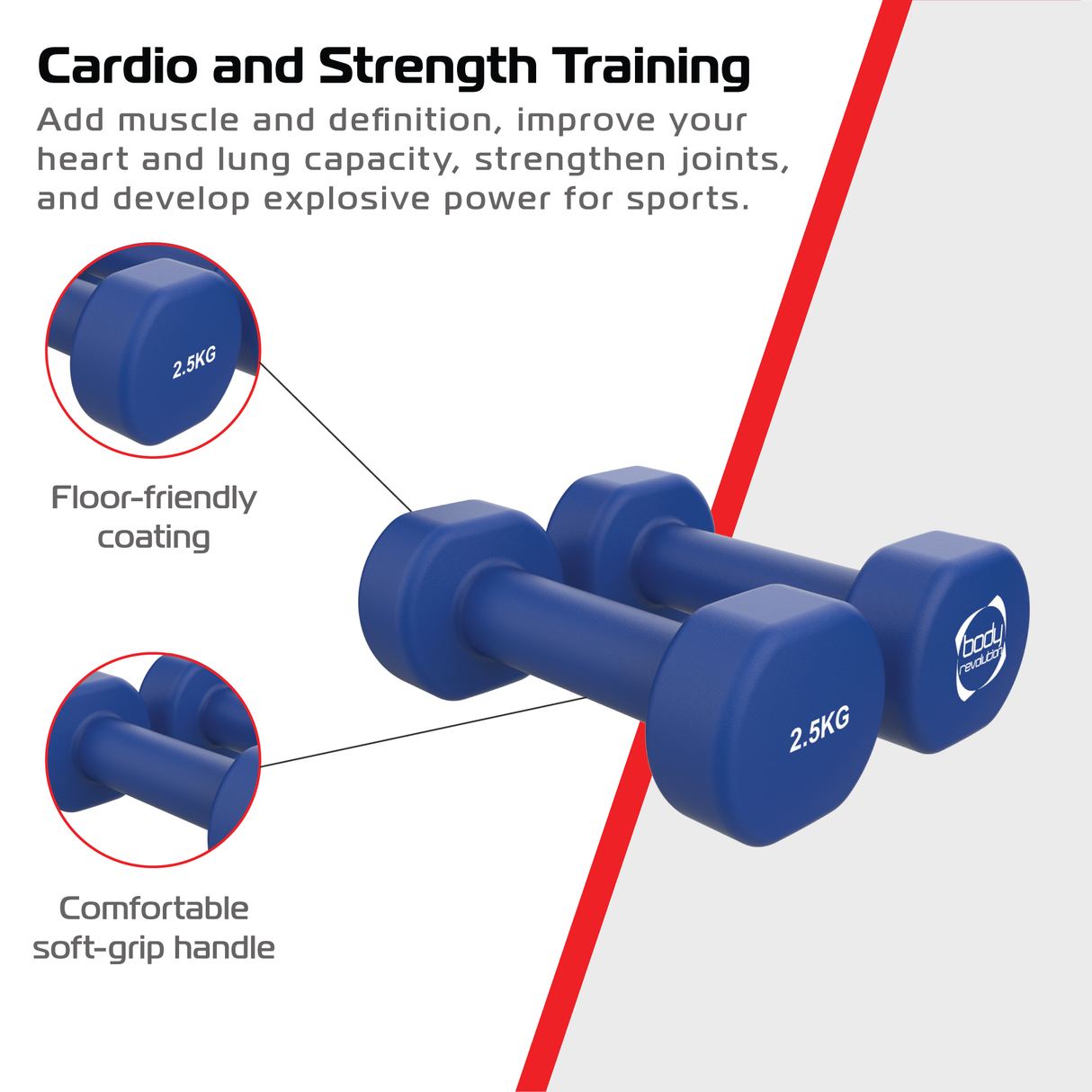 2 x 2.5KG Neoprene dumbbells