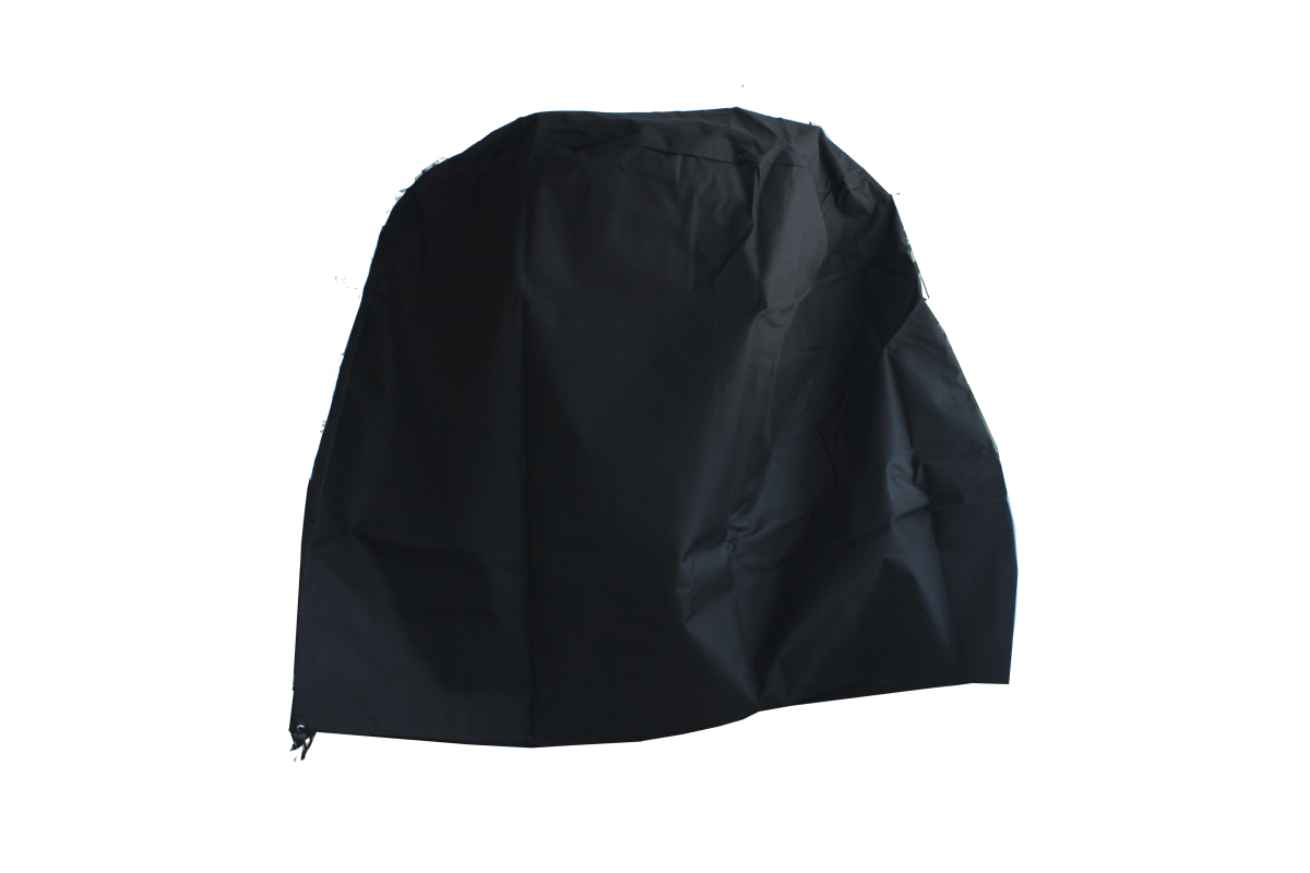 Durable black rain cover for Kamado BBQ, featuring a weather-resistant material and a fitted design for optimal protection