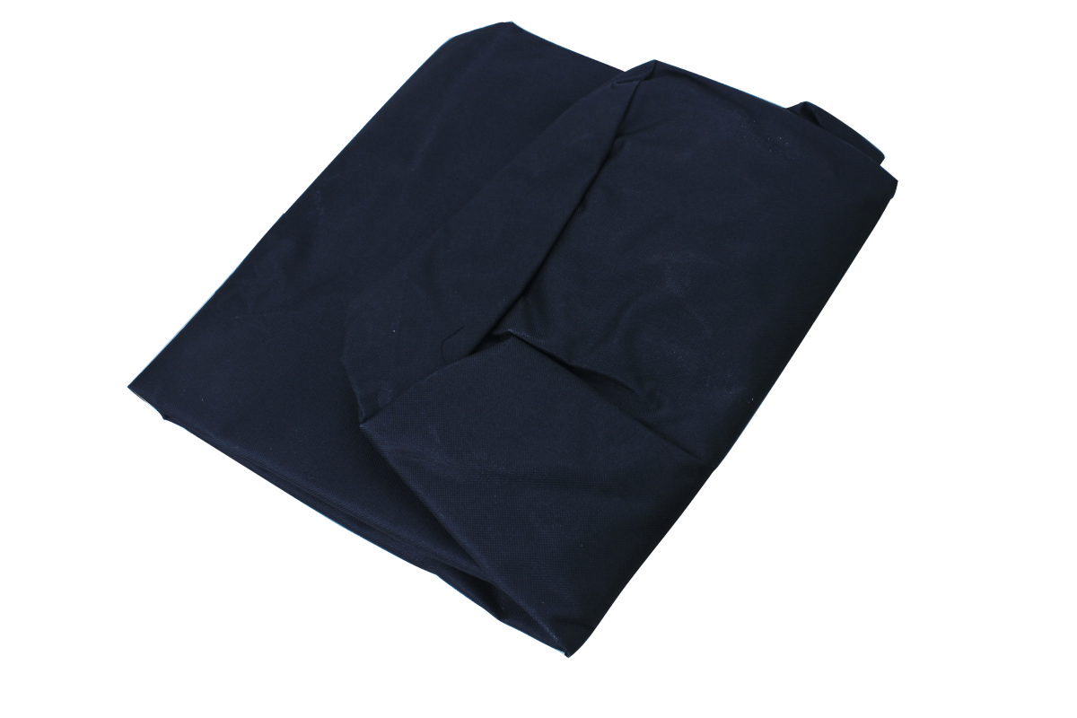 Durable black rain cover for Kamado BBQ grill, featuring a smooth texture and designed to protect against weather elements