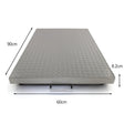 Sturdy 90cm x 60cm stainless steel platform scales with a diamond plate texture, featuring a durable handle for easy transport