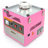 Bright pink candy floss machine with a stainless steel top, featuring control buttons and a sleek design for easy use