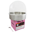 Bright pink KuKoo candy floss machine with a stainless steel bowl and clear protective dome, perfect for creating fluffy cotton candy