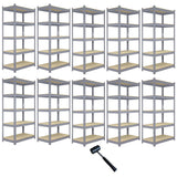 10 x Q-Rax Grey Metal Racking Units 120 x 50 x 180cm