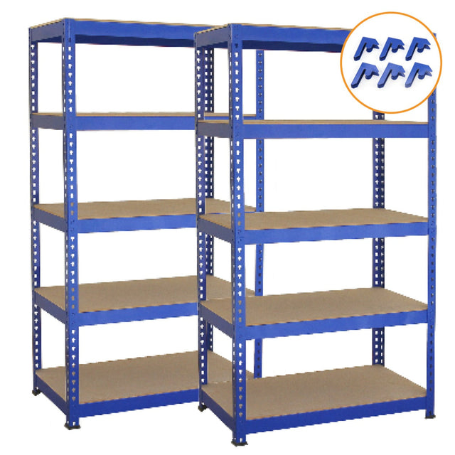 Dark Blue Active Racking 2 x T-RAX Blue Metal Racking Units 75cm x 150cm x 30cm with Free Bay C ...