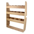Wooden van rack with multiple compartments, featuring a natural finish and sturdy construction, designed for Ford Transit Custom SWB