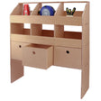 Universal van racking storage system in light wood, featuring multiple shelves, drawers, and compartments for organized tool storage