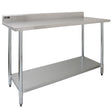 Stainless steel catering table with a sleek 5ft wide surface, featuring a sturdy design and a lower shelf for additional storage