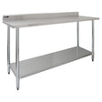 Stainless steel catering table, 6ft wide, featuring a smooth surface, sturdy legs, and a lower shelf for storage and organization