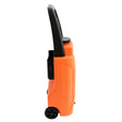 Bright orange water trolley with a black handle and wheels, designed for easy transport and use with a 30ft water fed cleaning pole