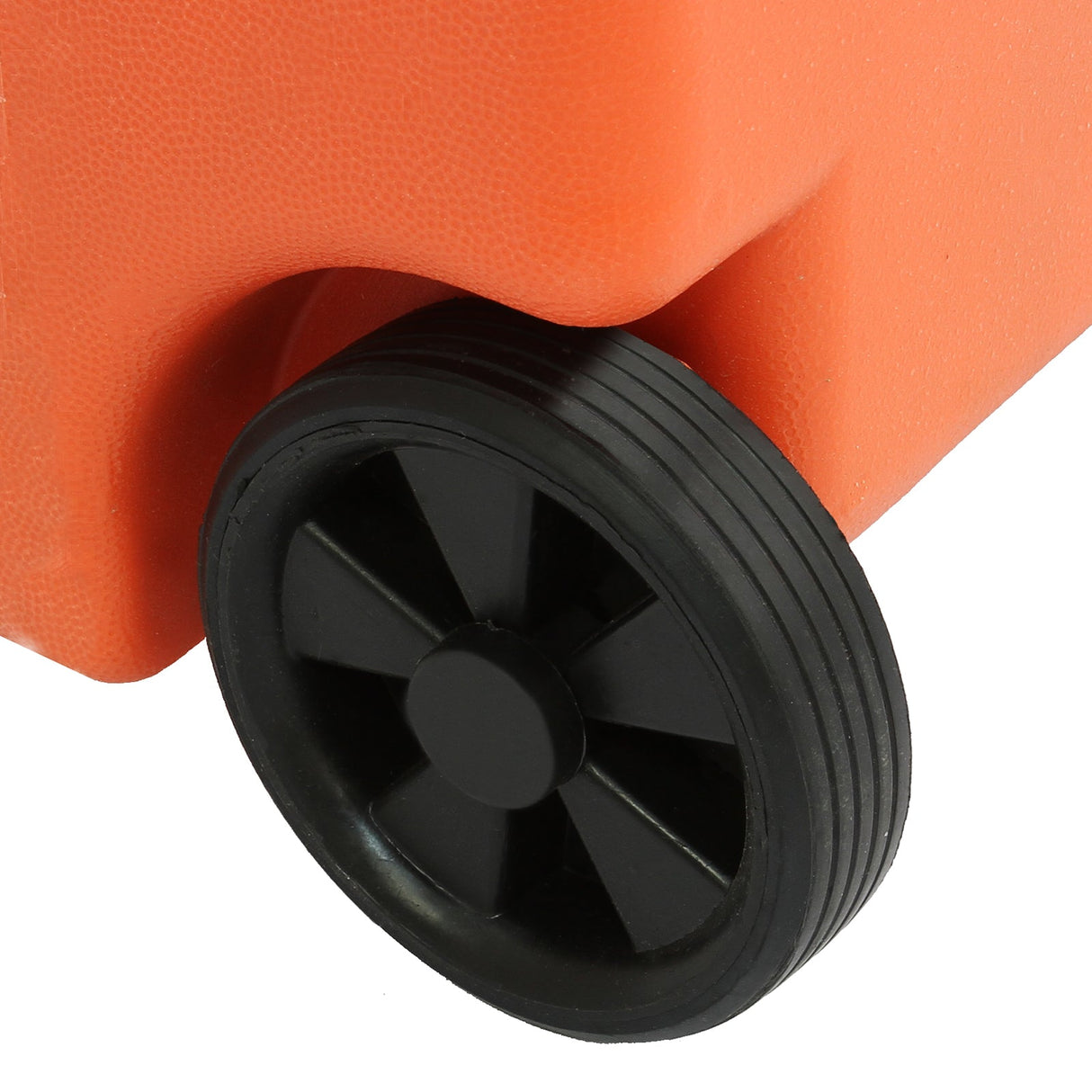 Bright orange MAXBLAST 30L cleaning water trolley with textured surface and sturdy black rubber wheel for easy mobility