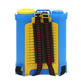 Bright blue MAXBLAST 16L water fed cleaning backpack with yellow accents, featuring adjustable straps and textured surface for grip