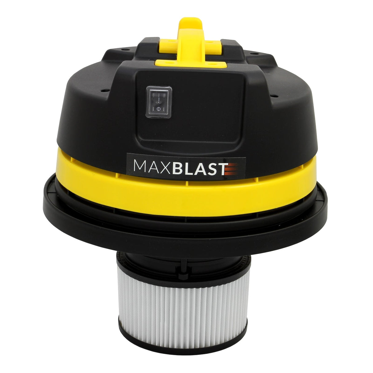 MAXBLAST 60L industrial vacuum cleaner featuring a sleek black and yellow design, with a sturdy filter and compact shape for efficient cleaning