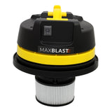 MAXBLAST 60L industrial vacuum cleaner featuring a sleek black and yellow design, with a sturdy filter and compact shape for efficient cleaning