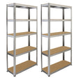 Galvanised steel shelving unit with two 90cm wide racks, featuring four sturdy shelves and a smooth, neutral-colored surface