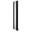 Sleek anthracite grey oval mirror radiator, 1800mm x 380mm, featuring a modern design with smooth, reflective surface and sturdy valves