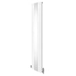 Sleek white oval mirror radiator with a smooth finish, measuring 1800mm x 380mm, featuring stylish valves for modern decor