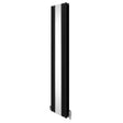Sleek black oval mirror radiator, 1800mm x 380mm, featuring a modern design with smooth surfaces and integrated valves for efficient heating